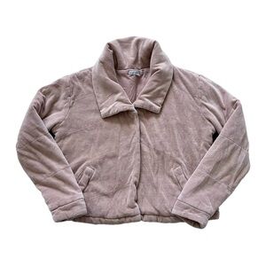 Young Fabulous & Broke Flurry Teddy Plush Puffer Jacket in Beige Size Small